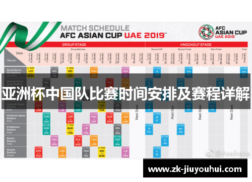 亚洲杯中国队比赛时间安排及赛程详解 亚洲杯中国队比赛时间安排及赛程详解