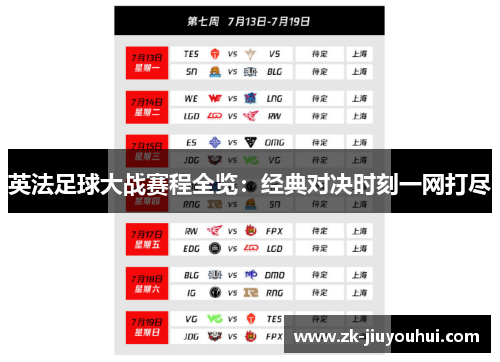 英法足球大战赛程全览：经典对决时刻一网打尽
